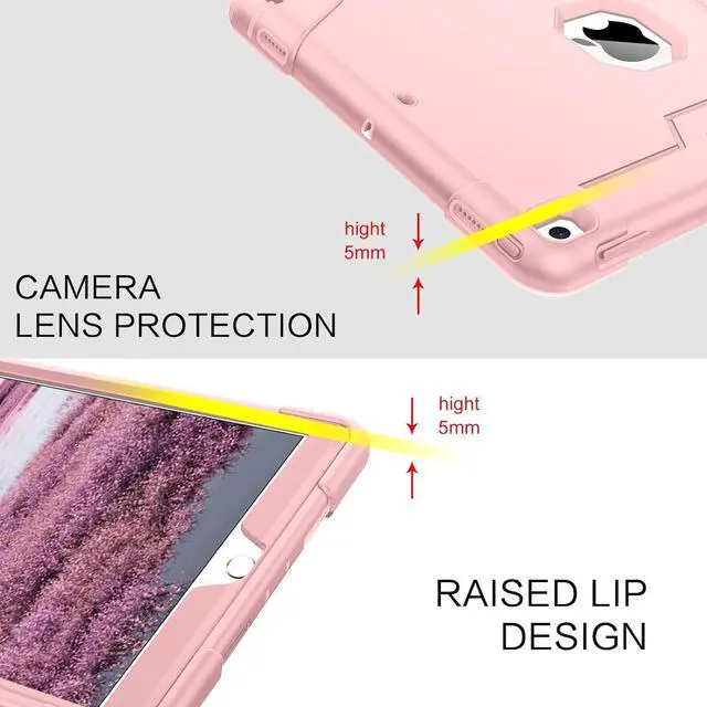 Alt view image 3 of 7 - Bonaever Case for iPad Air 3 2019 Case, iPad Pro 10.5 inch 2017 with Kickstand, Heavy Duty Shockproof Protective Cover with Stylus Pen Rose Gold