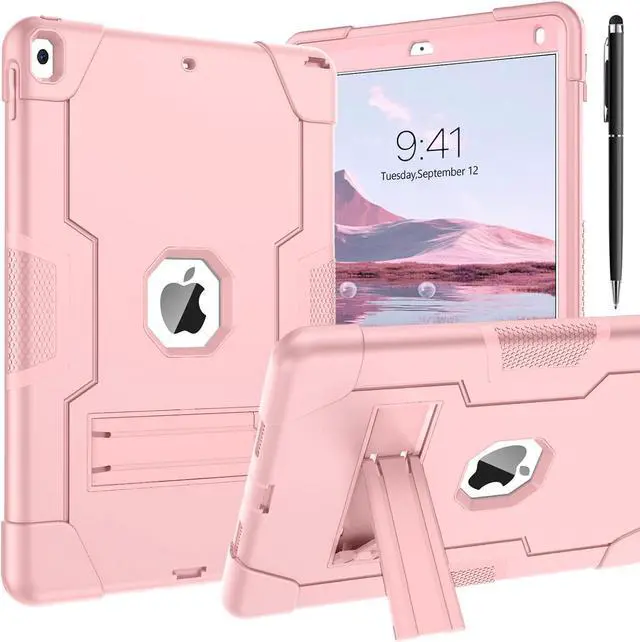 Main image of Bonaever Case for iPad Air 3 2019 Case, iPad Pro 10.5 inch 2017 with Kickstand, Heavy Duty Shockproof Protective Cover with Stylus Pen Rose Gold