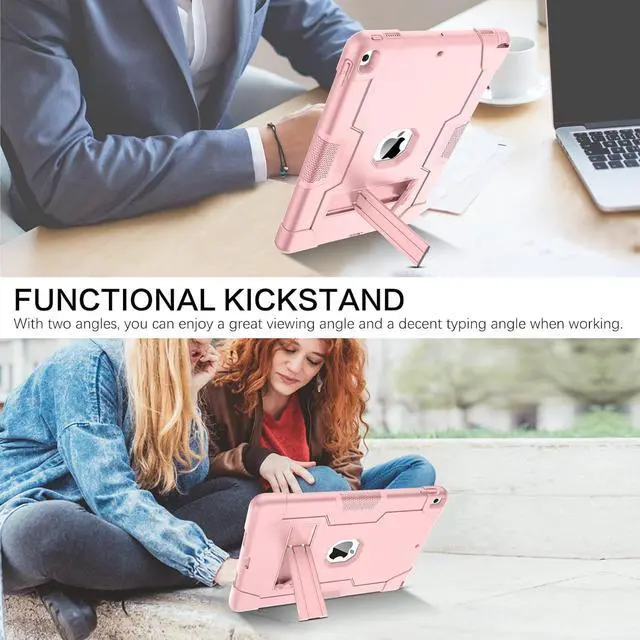 Alt view image 5 of 7 - Bonaever Case for iPad Air 3 2019 Case, iPad Pro 10.5 inch 2017 with Kickstand, Heavy Duty Shockproof Protective Cover with Stylus Pen Rose Gold