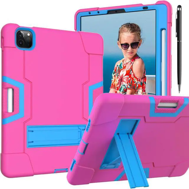 Main image of Bonaever Case for iPad Air 5th/4th Generation 10.9 inch 2022/2020, iPad Pro 11 inch 4th/3rd/2nd/1st Gen with Kickstand, Heavy Duty Shockproof Protective Cover with , Pencil Holder, Stylus Pen Rose Red