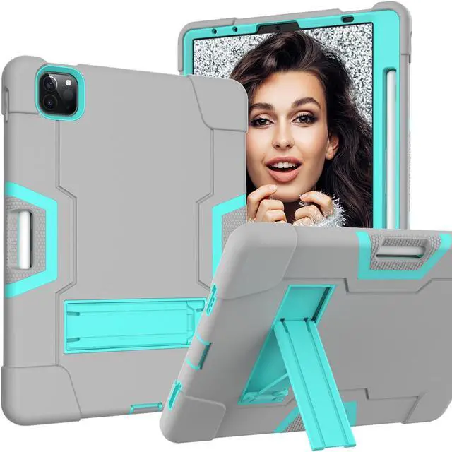 Main image of Bonaever Case for iPad Air 5th/4th Generation 10.9 inch 2022/2020, iPad Pro 11 inch 4th/3rd/2nd/1st Gen with Kickstand, Heavy Duty Shockproof Protective Cover with , Pencil Holder, Stylus Pen Gray