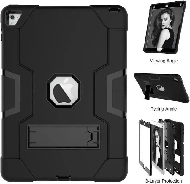 Alt view image 4 of 7 - Bonaever Case for iPad Air 2 2014, iPad Pro 9.7 inch 2016 with Kickstand, Heavy Duty Shockproof Protective Cover with Stylus Pen
