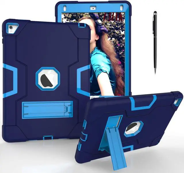 Main image of Bonaever Case for iPad Air 2 2014, iPad Pro 9.7 inch 2016 with Kickstand, Heavy Duty Shockproof Protective Cover with Stylus Pen Blue