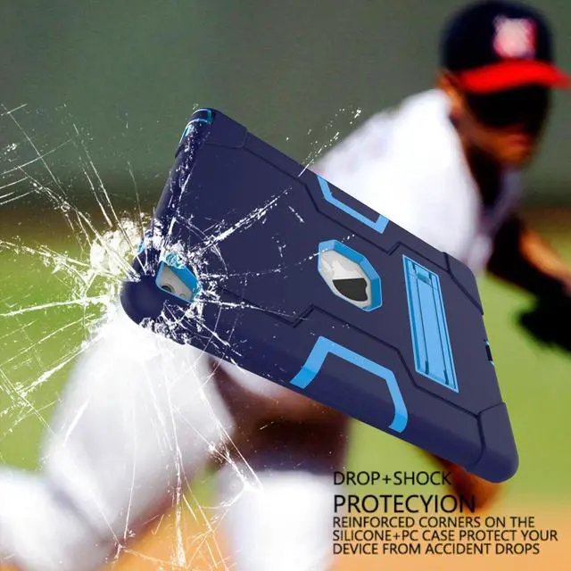 Alt view image 2 of 7 - Bonaever Case for iPad Air 2 2014, iPad Pro 9.7 inch 2016 with Kickstand, Heavy Duty Shockproof Protective Cover with Stylus Pen Blue