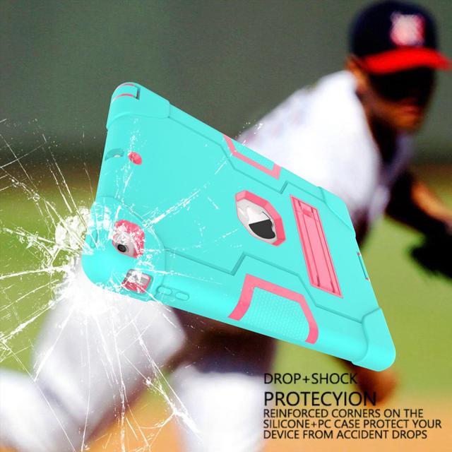 Alt view image 3 of 7 - Bonaever Case for iPad Air 1st Generation 9.7 Inch A1474/A1475/A1476 with Kickstand, Heavy Duty Shockproof Protective Cover with Stylus Pen Mint Green Mint Green