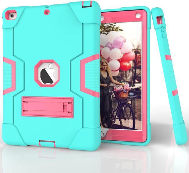 Alt view image 7 of 7 - Bonaever Case for iPad Air 1st Generation 9.7 Inch A1474/A1475/A1476 with Kickstand, Heavy Duty Shockproof Protective Cover with Stylus Pen Mint Green Mint Green