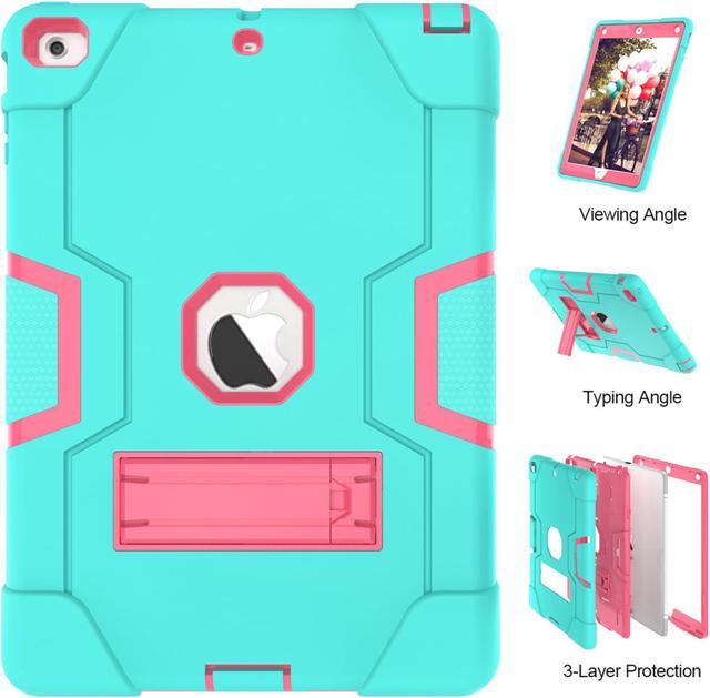 Alt view image 5 of 7 - Bonaever Case for iPad Air 1st Generation 9.7 Inch A1474/A1475/A1476 with Kickstand, Heavy Duty Shockproof Protective Cover with Stylus Pen Mint Green Mint Green