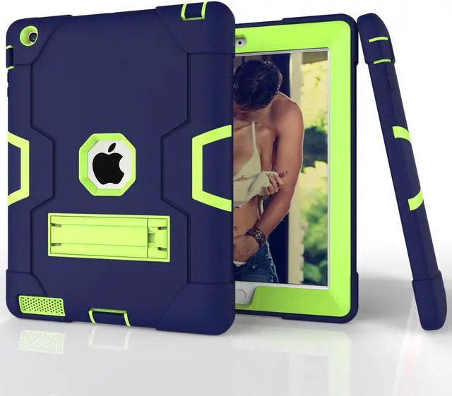 Alt view image 7 of 7 - Bonaever Case for iPad 2, iPad 3, iPad 4 with Kickstand, Heavy Duty Shockproof Protective Cover with Stylus Pen Green