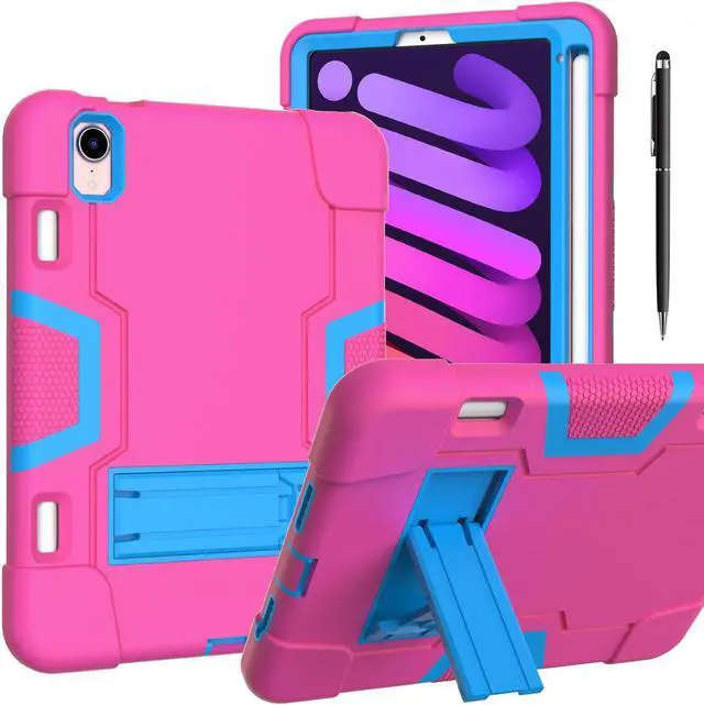 Main image of Bonaever Case for iPad Mini 6 2021 with Kickstand, Heavy Duty Shockproof Protective Cover for iPad Mini 6th Generation 8.3 inch with Pencil Holder, Stylus Pen Rose Red