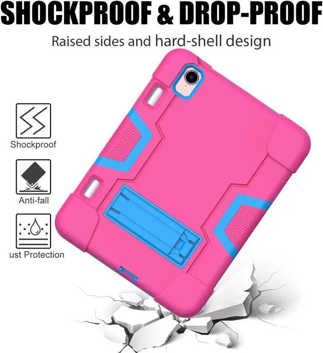 Alt view image 2 of 7 - Bonaever Case for iPad Mini 6 2021 with Kickstand, Heavy Duty Shockproof Protective Cover for iPad Mini 6th Generation 8.3 inch with Pencil Holder, Stylus Pen Rose Red