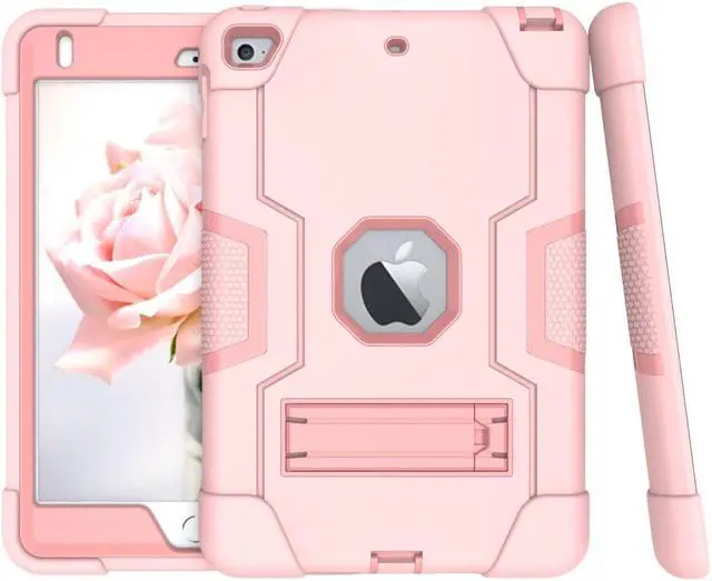 Alt view image 7 of 7 - Bonaever Case for iPad Mini 5 2019, iPad Mini 4 2015 with Kickstand, Heavy Duty Shockproof Protective Cover with Stylus Pen Rose Gold