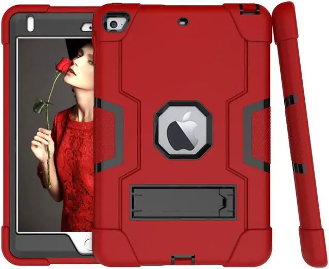 Alt view image 7 of 7 - Bonaever Case for iPad Mini 5 2019, iPad Mini 4 2015 with Kickstand, Heavy Duty Shockproof Protective Cover with Stylus Pen Red