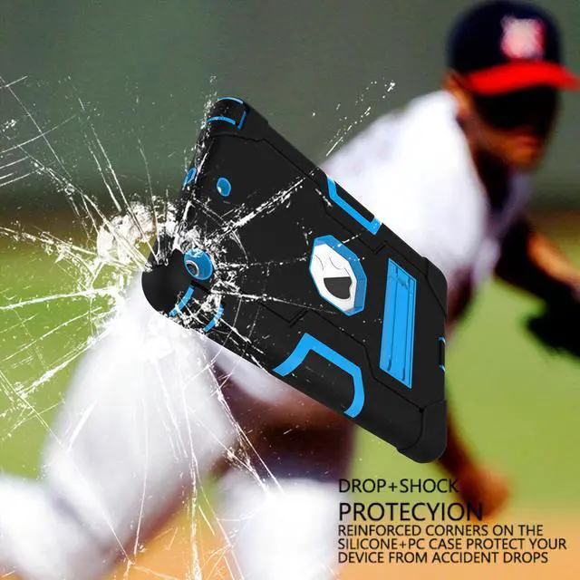 Alt view image 3 of 7 - Bonaever Case for iPad Mini, Mini 2, Mini 3 with Kickstand, Heavy Duty Shockproof Protective Cover with Stylus Pen Blue Blue