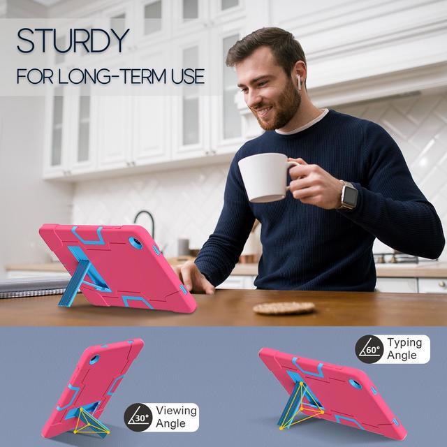 Alt view image 2 of 7 - BONAEVER Case for Samsung Galaxy Tab A9 Plus 10.9 inch 2023 Mdoel SM-X210/X216/X218 with Kickstand, Heavy Duty Shockproof Protective Cover with Stylus Pen Rose Red