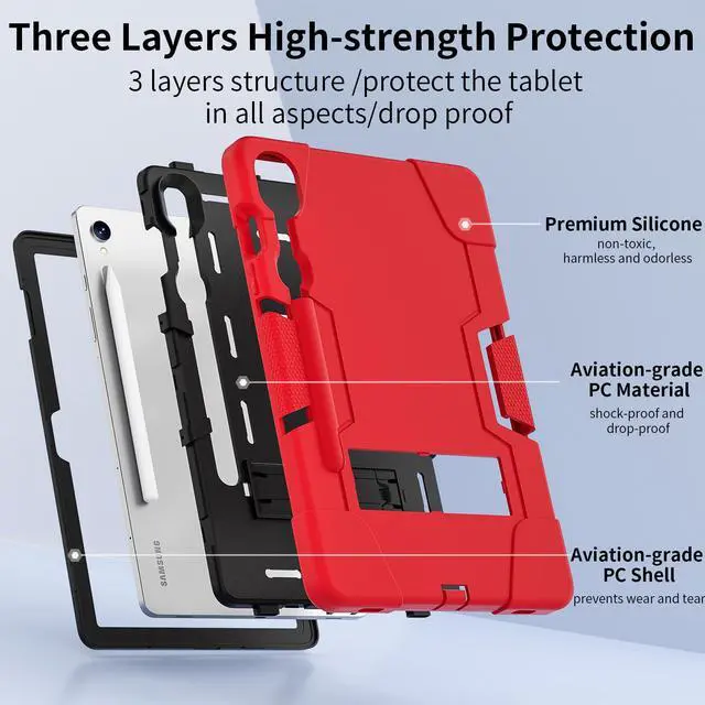 Alt view image 5 of 7 - BONAEVER Case for Samsung S10 Lite 10.9 inch 2025 / S10 FE 10.9 2025 / S9 FE 10.9 Inch / Galaxy Tab S9 11 inch 2023 with Kickstand, Heavy Duty Shockproof Protective Cover with Pen Holder, Stylus Pen