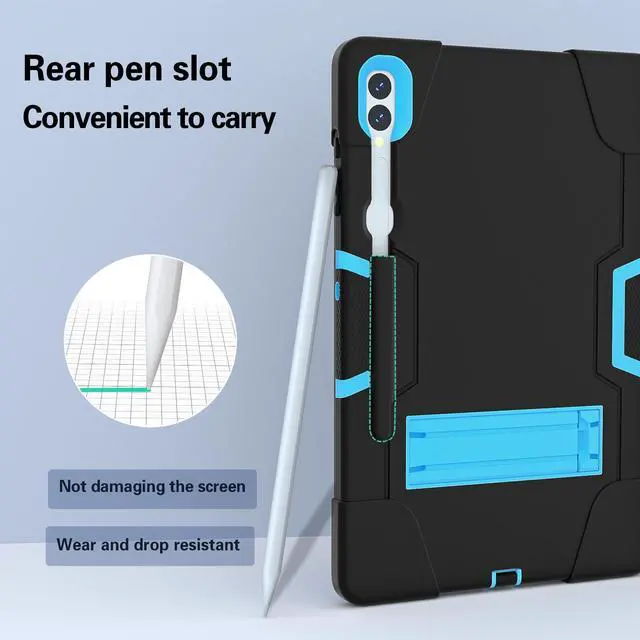 Alt view image 2 of 7 - BONAEVER Case for Samsung Galaxy Tab S9 Plus/S9 FE Plus 12.4 inch with Kickstand, Heavy Duty Shockproof Protective Cover with Pencil Holder, Stylus Pen Blue