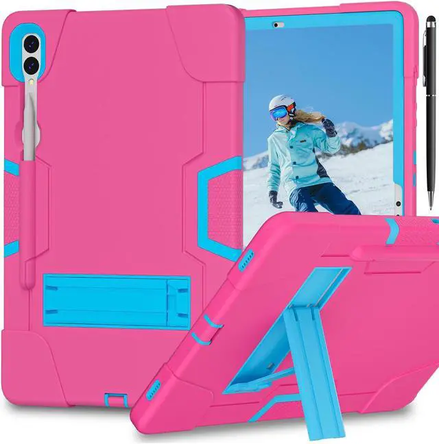 Main image of BONAEVER Case for Samsung Galaxy Tab S9 Plus/S9 FE Plus 12.4 inch with Kickstand, Heavy Duty Shockproof Protective Cover with Pencil Holder, Stylus Pen Rose Red