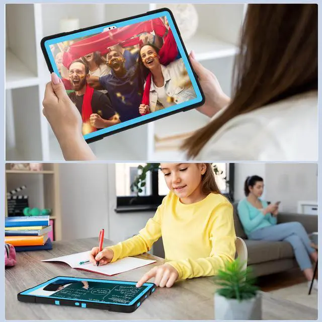 Alt view image 7 of 7 - BONAEVER Case for Samsung Galaxy Tab S9 Plus/S9 FE Plus 12.4 inch with Kickstand, Heavy Duty Shockproof Protective Cover with Pencil Holder, Stylus Pen Blue