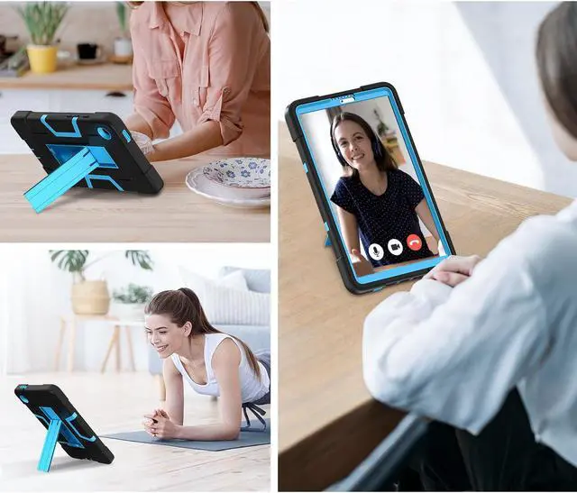 Alt view image 5 of 7 - BONAEVER Case for Samsung Galaxy Tab A9 8.7 Inch 2023 SM-X110/X115/X117 with Kickstand, Heavy Duty Shockproof Protective Cover with Stylus Pen Blue