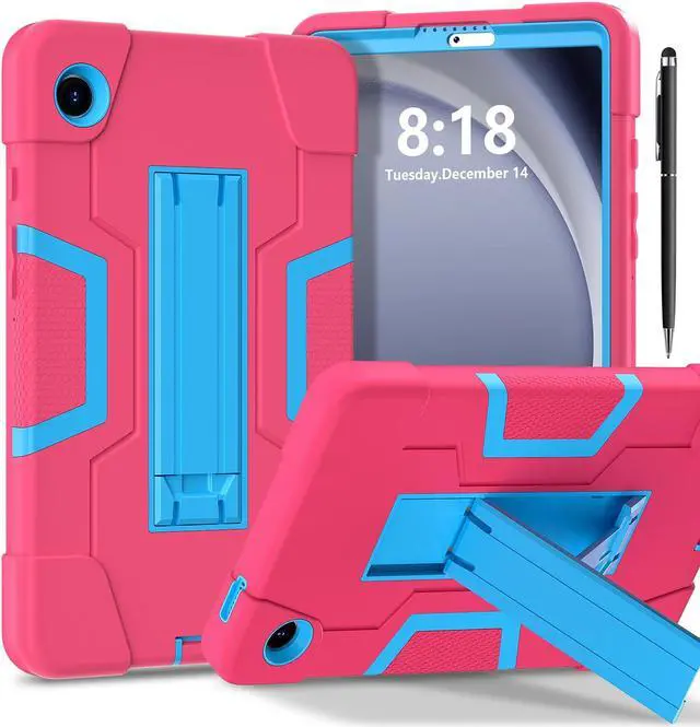Main image of BONAEVER Case for Samsung Galaxy Tab A9 8.7 Inch 2023 SM-X110/X115/X117 with Kickstand, Heavy Duty Shockproof Protective Cover with Stylus Pen Rose Red