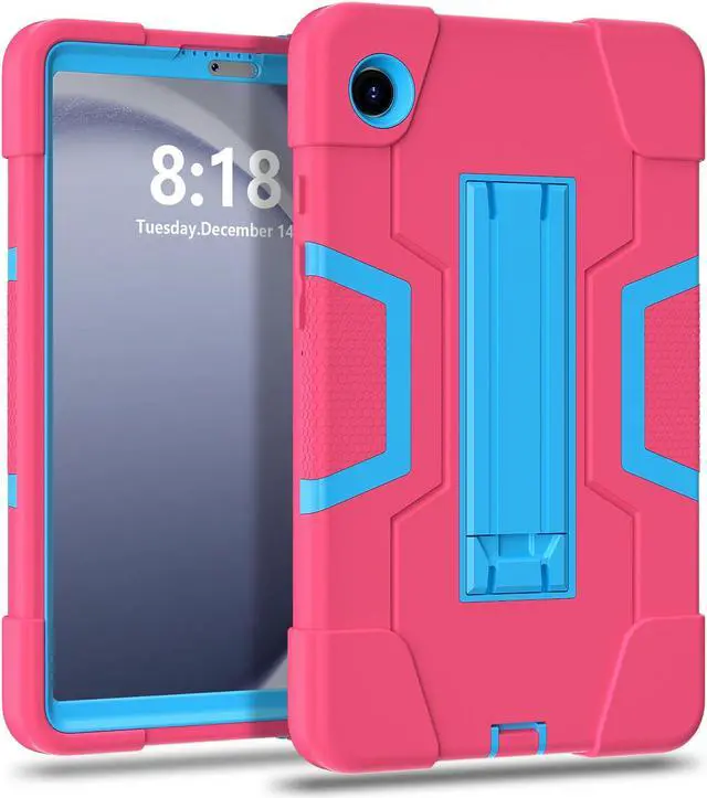 Alt view image 2 of 7 - BONAEVER Case for Samsung Galaxy Tab A9 8.7 Inch 2023 SM-X110/X115/X117 with Kickstand, Heavy Duty Shockproof Protective Cover with Stylus Pen Rose Red