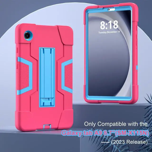 Alt view image 7 of 7 - BONAEVER Case for Samsung Galaxy Tab A9 8.7 Inch 2023 SM-X110/X115/X117 with Kickstand, Heavy Duty Shockproof Protective Cover with Stylus Pen Rose Red