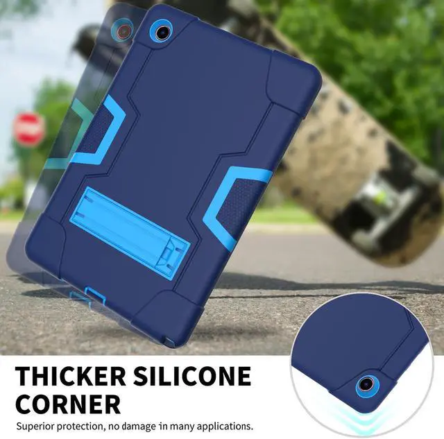 Alt view image 3 of 7 - BONAEVER Case for Samsung Galaxy Tab A8 10.5 inch 2022 SM-X200/X205/X207 with Kickstand, Heavy Duty Shockproof Protective Cover with Stylus Pen Navy Blue