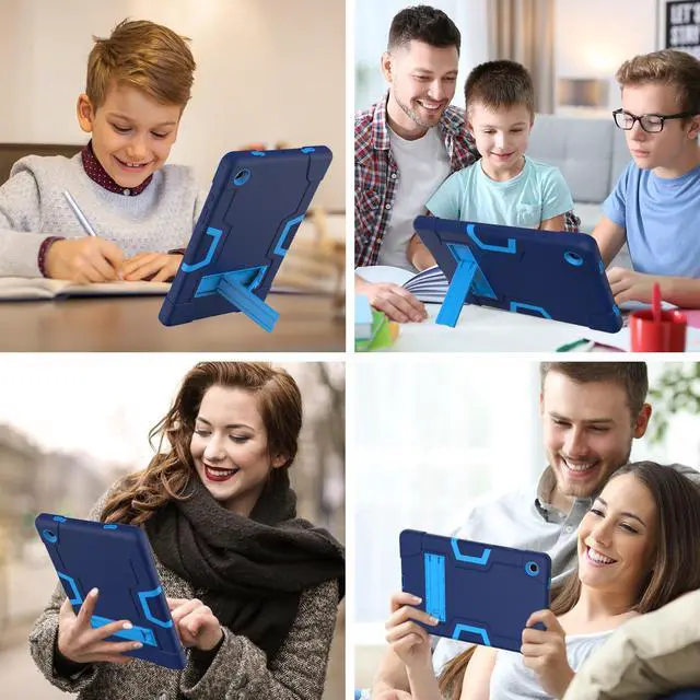 Alt view image 7 of 7 - BONAEVER Case for Samsung Galaxy Tab A8 10.5 inch 2022 SM-X200/X205/X207 with Kickstand, Heavy Duty Shockproof Protective Cover with Stylus Pen Navy Blue