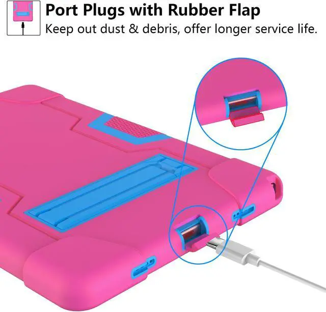 Alt view image 5 of 7 - BONAEVER Case for Samsung Galaxy Tab A8 10.5 inch 2022 SM-X200/X205/X207 with Kickstand, Heavy Duty Shockproof Protective Cover with Stylus Pen Rose Red