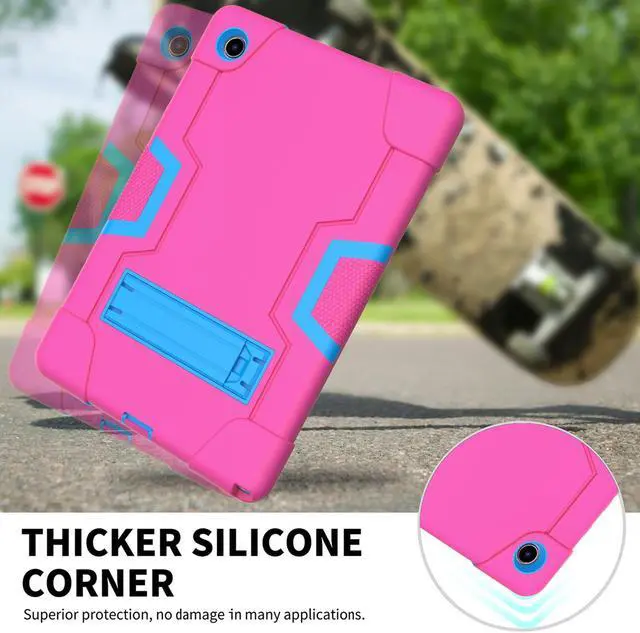 Alt view image 3 of 7 - BONAEVER Case for Samsung Galaxy Tab A8 10.5 inch 2022 SM-X200/X205/X207 with Kickstand, Heavy Duty Shockproof Protective Cover with Stylus Pen Rose Red