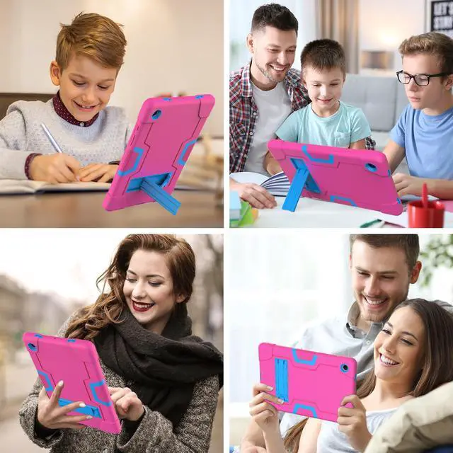 Alt view image 7 of 7 - BONAEVER Case for Samsung Galaxy Tab A8 10.5 inch 2022 SM-X200/X205/X207 with Kickstand, Heavy Duty Shockproof Protective Cover with Stylus Pen Rose Red