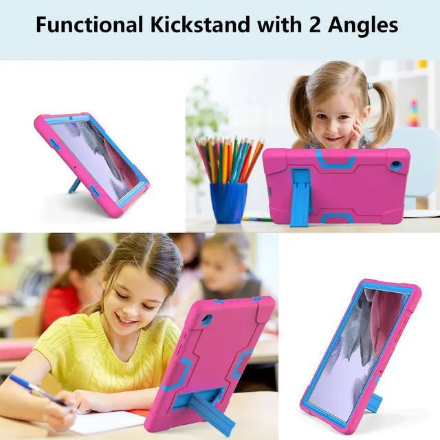 Alt view image 6 of 7 - BONAEVER Case for Samsung Galaxy Tab A8 10.5 inch 2022 SM-X200/X205/X207 with Kickstand, Heavy Duty Shockproof Protective Cover with Stylus Pen Rose Red