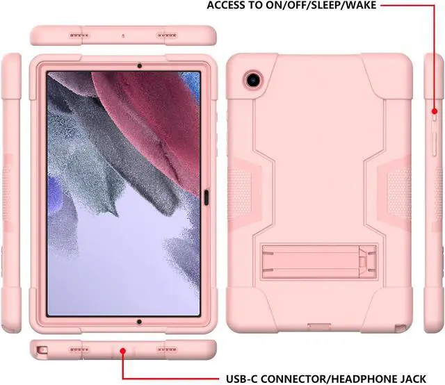 Alt view image 2 of 7 - BONAEVER Case for Samsung Galaxy Tab A8 10.5 inch 2022 SM-X200/X205/X207 with Kickstand, Heavy Duty Shockproof Protective Cover with Stylus Pen Rose Gold