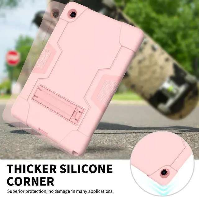 Alt view image 3 of 7 - BONAEVER Case for Samsung Galaxy Tab A8 10.5 inch 2022 SM-X200/X205/X207 with Kickstand, Heavy Duty Shockproof Protective Cover with Stylus Pen Rose Gold