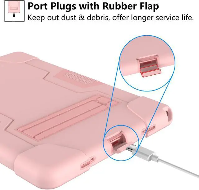 Alt view image 5 of 7 - BONAEVER Case for Samsung Galaxy Tab A8 10.5 inch 2022 SM-X200/X205/X207 with Kickstand, Heavy Duty Shockproof Protective Cover with Stylus Pen Rose Gold