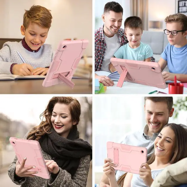 Alt view image 7 of 7 - BONAEVER Case for Samsung Galaxy Tab A8 10.5 inch 2022 SM-X200/X205/X207 with Kickstand, Heavy Duty Shockproof Protective Cover with Stylus Pen Rose Gold