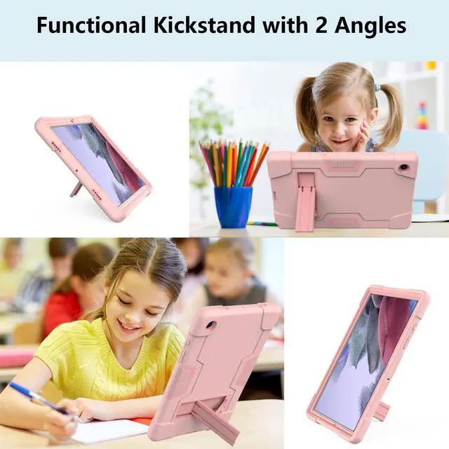 Alt view image 6 of 7 - BONAEVER Case for Samsung Galaxy Tab A8 10.5 inch 2022 SM-X200/X205/X207 with Kickstand, Heavy Duty Shockproof Protective Cover with Stylus Pen Rose Gold