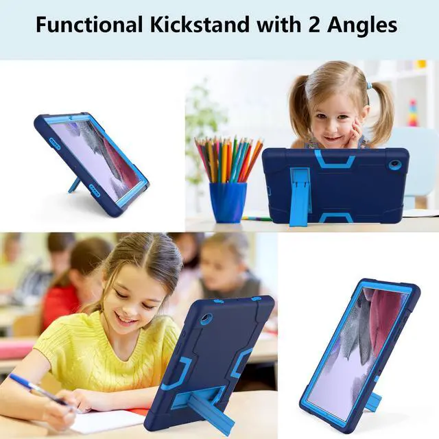 Alt view image 6 of 7 - BONAEVER Case for Samsung Galaxy Tab A8 10.5 inch 2022 SM-X200/X205/X207 with Kickstand, Heavy Duty Shockproof Protective Cover with Stylus Pen Navy Blue