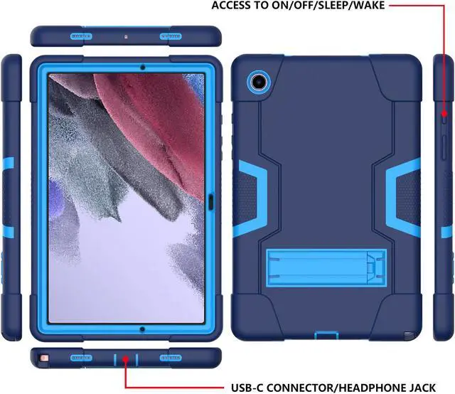 Alt view image 2 of 7 - BONAEVER Case for Samsung Galaxy Tab A8 10.5 inch 2022 SM-X200/X205/X207 with Kickstand, Heavy Duty Shockproof Protective Cover with Stylus Pen Navy Blue
