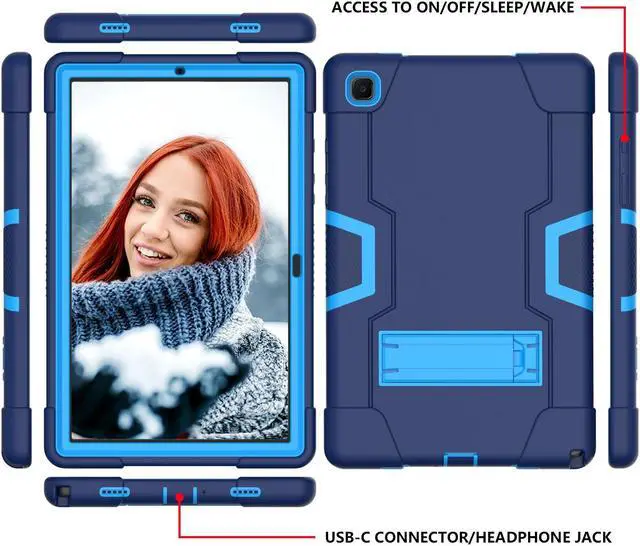 Alt view image 4 of 7 - BONAEVER Case for Samsung Galaxy Tab A7 10.4 inch 2022 2020 SM-T500/T505/T507/T509 with Kickstand, Heavy Duty Shockproof Protective Cover with Stylus Pen Navy Blue