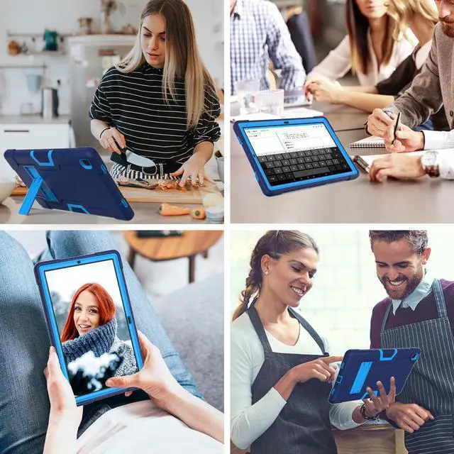 Alt view image 3 of 7 - BONAEVER Case for Samsung Galaxy Tab A7 10.4 inch 2022 2020 SM-T500/T505/T507/T509 with Kickstand, Heavy Duty Shockproof Protective Cover with Stylus Pen Navy Blue