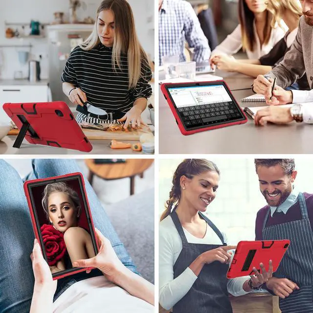 Alt view image 3 of 7 - BONAEVER Case for Samsung Galaxy Tab A7 10.4 inch 2022 2020 SM-T500/T505/T507/T509 with Kickstand, Heavy Duty Shockproof Protective Cover with Stylus Pen Red