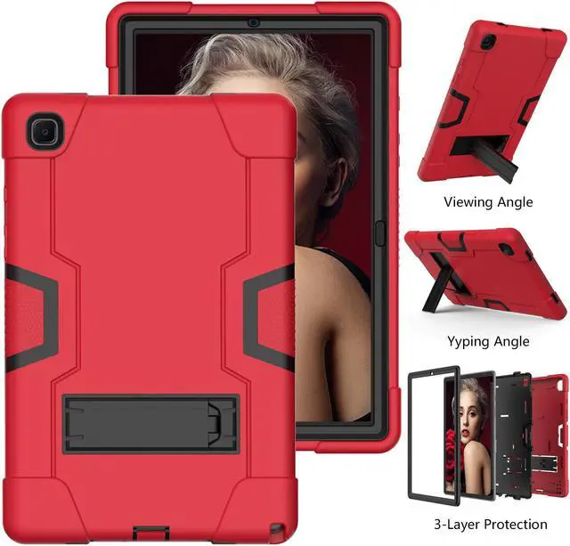 Alt view image 2 of 7 - BONAEVER Case for Samsung Galaxy Tab A7 10.4 inch 2022 2020 SM-T500/T505/T507/T509 with Kickstand, Heavy Duty Shockproof Protective Cover with Stylus Pen Red