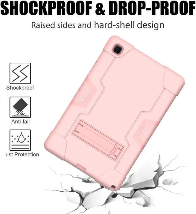 Alt view image 6 of 7 - BONAEVER Case for Samsung Galaxy Tab A7 10.4 inch 2022 2020 SM-T500/T505/T507/T509 with Kickstand, Heavy Duty Shockproof Protective Cover with Stylus Pen Rose Gold