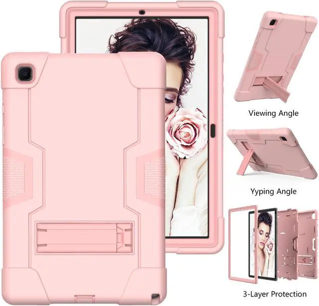 Alt view image 2 of 7 - BONAEVER Case for Samsung Galaxy Tab A7 10.4 inch 2022 2020 SM-T500/T505/T507/T509 with Kickstand, Heavy Duty Shockproof Protective Cover with Stylus Pen Rose Gold