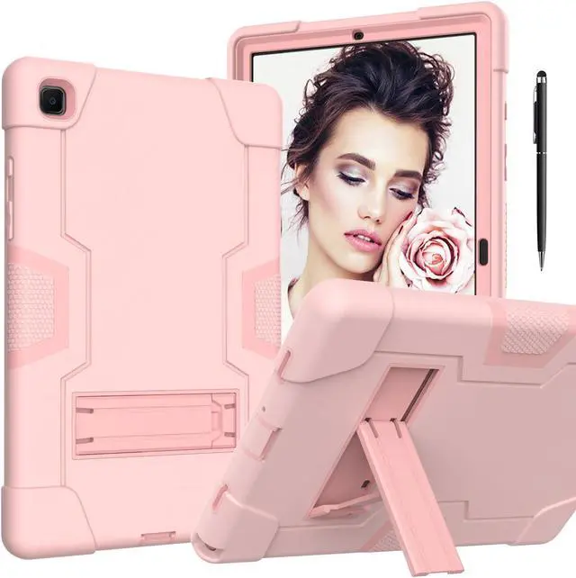 Main image of BONAEVER Case for Samsung Galaxy Tab A7 10.4 inch 2022 2020 SM-T500/T505/T507/T509 with Kickstand, Heavy Duty Shockproof Protective Cover with Stylus Pen Rose Gold