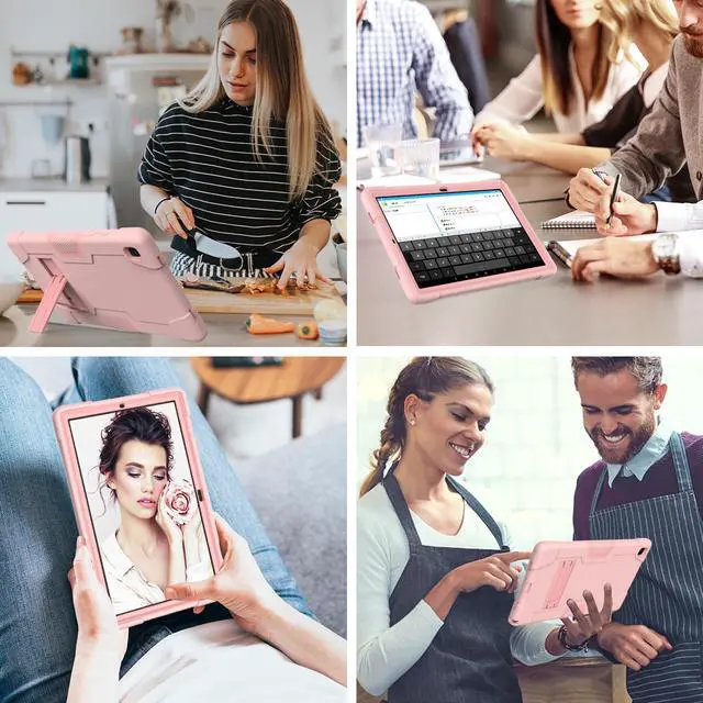 Alt view image 3 of 7 - BONAEVER Case for Samsung Galaxy Tab A7 10.4 inch 2022 2020 SM-T500/T505/T507/T509 with Kickstand, Heavy Duty Shockproof Protective Cover with Stylus Pen Rose Gold