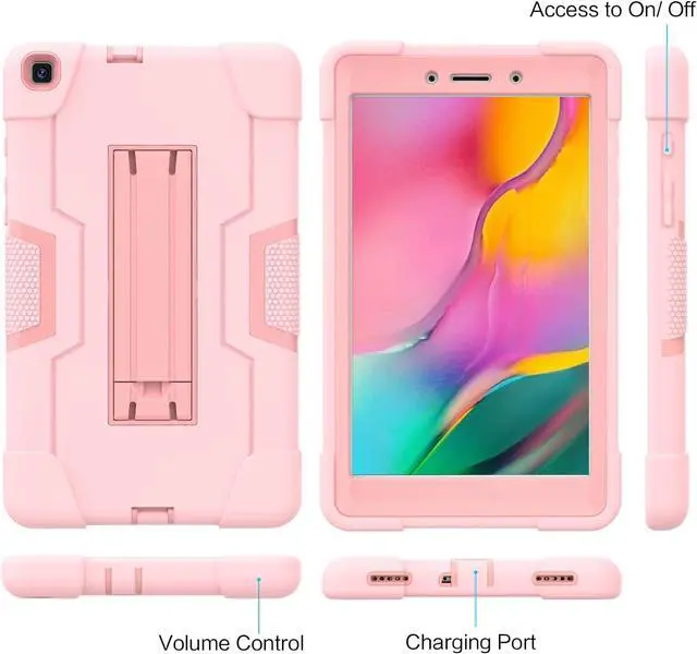 Alt view image 7 of 7 - BONAEVER Case for Samsung Galaxy Tab A 8.0 Inch Tablet 2019 Model T290/T295/T297 with Kickstand, Heavy Duty Shockproof Protective Cover with Stylus Pen Rose Gold