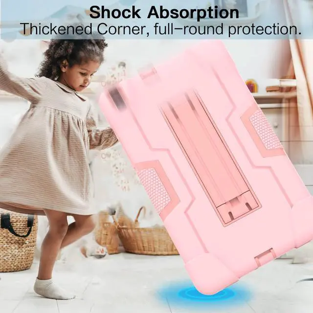 Alt view image 6 of 7 - BONAEVER Case for Samsung Galaxy Tab A 8.0 Inch Tablet 2019 Model T290/T295/T297 with Kickstand, Heavy Duty Shockproof Protective Cover with Stylus Pen Rose Gold