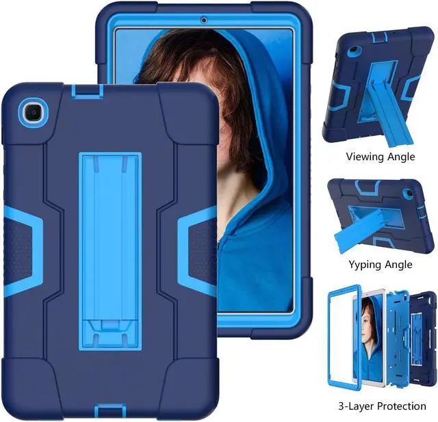Alt view image 3 of 7 - BONAEVER Case for Samsung Galaxy Tab A 8.4 Inch 2020 Model SM-T307/SM-T307U with Kickstand, Heavy Duty Shockproof Protective Cover with Stylus Pen Navy Blue
